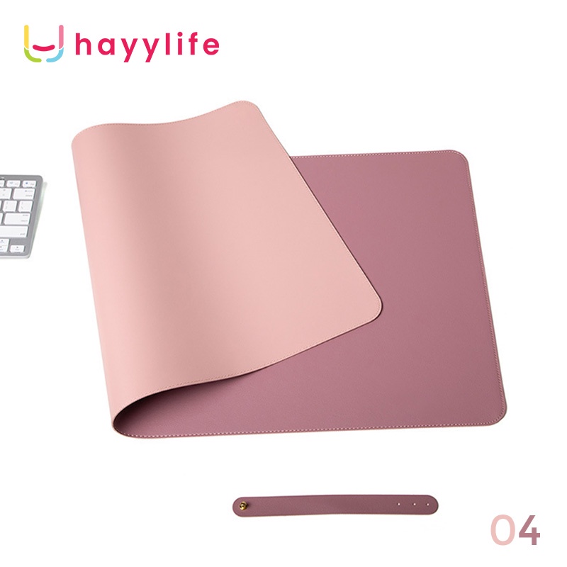 HAYYLIFE Mouse Pad Alas Komputer Waterproof Leather  alas mouse alas meja besar alas menulis alas meja komputer tahan air bahan kulit HL-AIA584-Pink+Purple