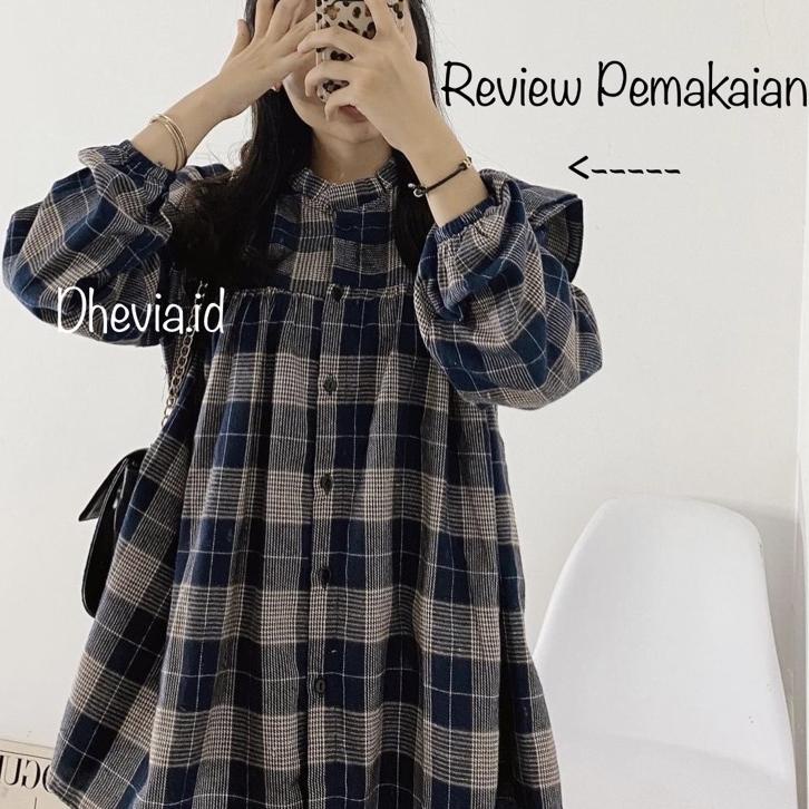 SALEE.. SAFIRA BLOUSE RUFFLE FLANEL PREMIUM By.DHEVIA ID