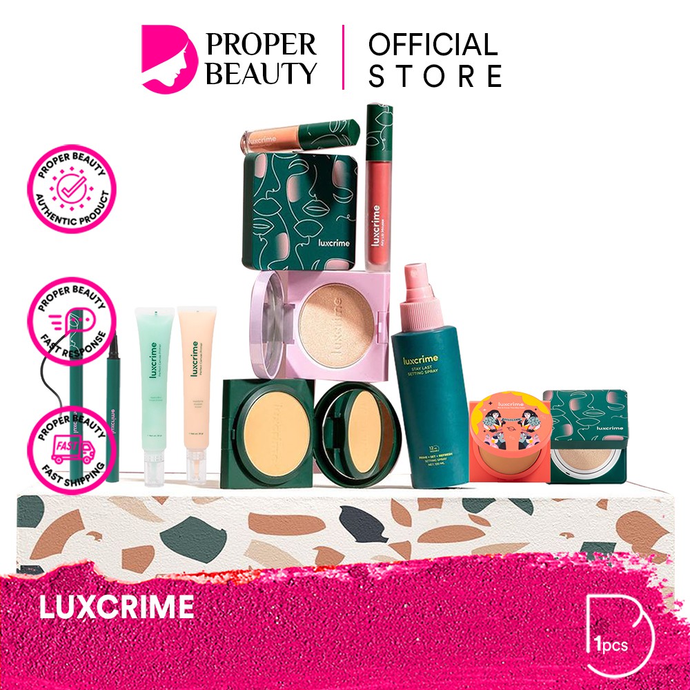 LUXCRIME Indonesia / Blur &amp; Cover Two Way Cake Limited Edition Second Skin Luminous Cushion Compact Powder Perfect Canvas Primer Setting Spray Ultra Light Lip Stain Lipmatte Lipstick Mud Mask Stay Eyeliner Eye Brow Pencil Pensil Alis / TWC Refill Custard