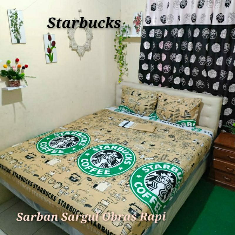 Sprei Motif Kopi Starbucks  Seprei Paris Seprai Homemade Motif Dewasa