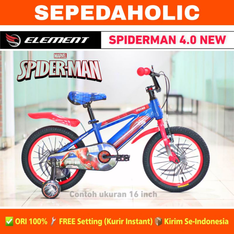 Sepeda Anak Laki BMX ELEMENT MARVEL SPIDERMAN 4.0 NEW Ukuran 12 16 18 Inch