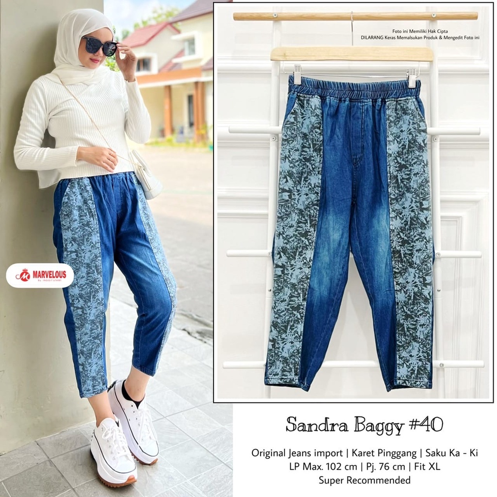 SANDRA CELANA / 20.7 / BAHAN JEANS PREMIUM / BAGGY / SIRRO KENKA TICKO / BASIC KULOT / ALLSIZE / FIT XL / MARVELOUS