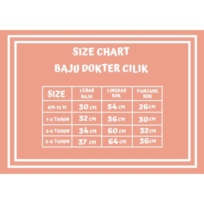 BAJU DOKTER CILIK / BAJU DOKTER / BAJU SUSTER / BAJU PERAWAT
