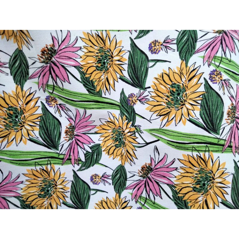 Kain Kanvas Motif Bunga Krisan Kuning - Bunga Matahari