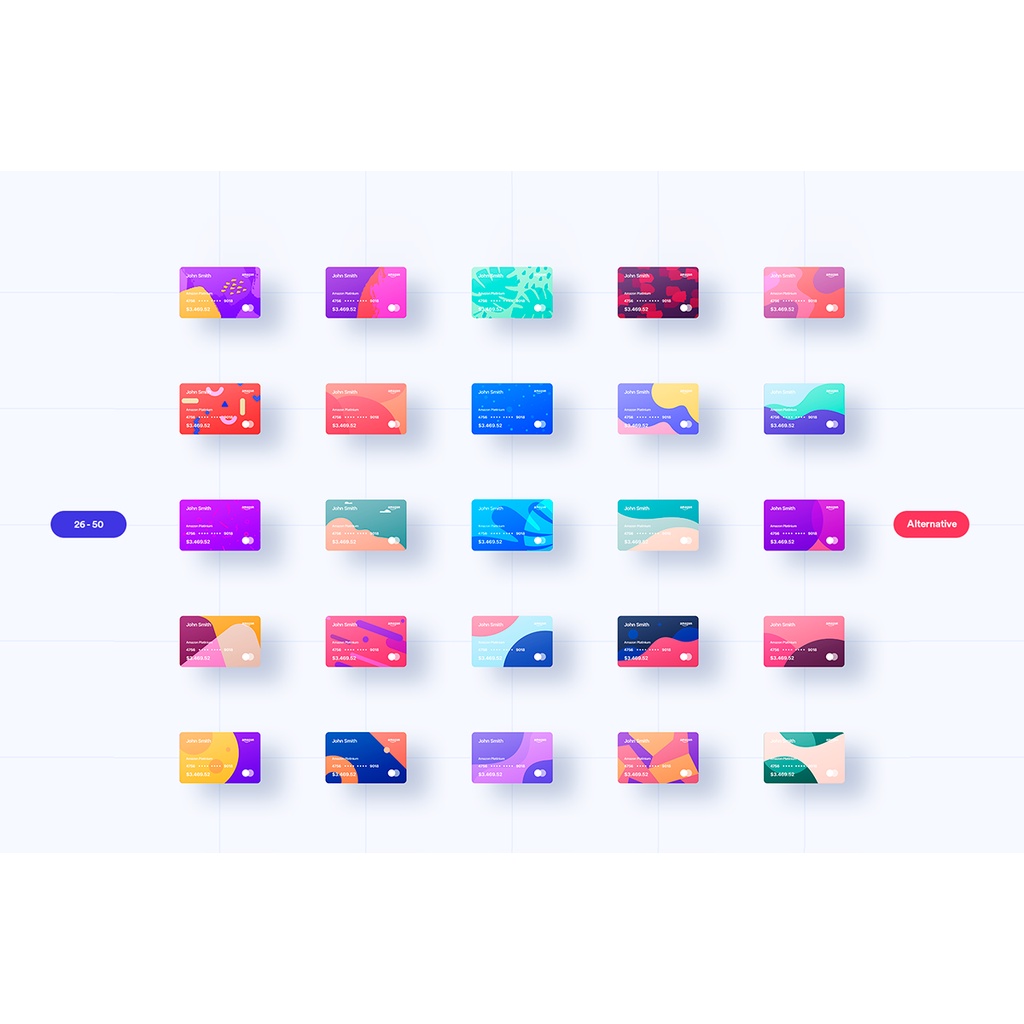 100 Financial Virtual Design Cards - Photoshop &amp; Illustrator