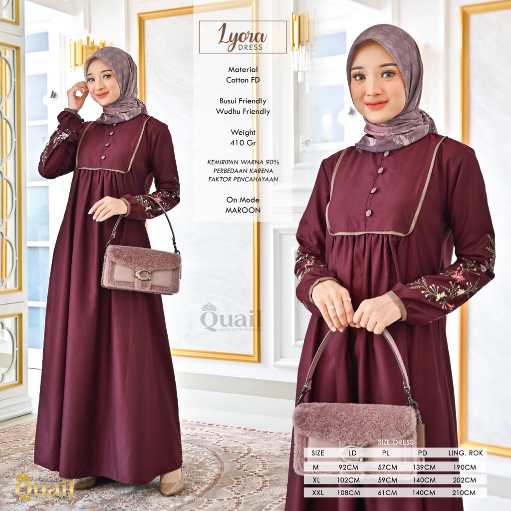 QUAIL HIJAB GAMIS DRESS KATUN LYORA