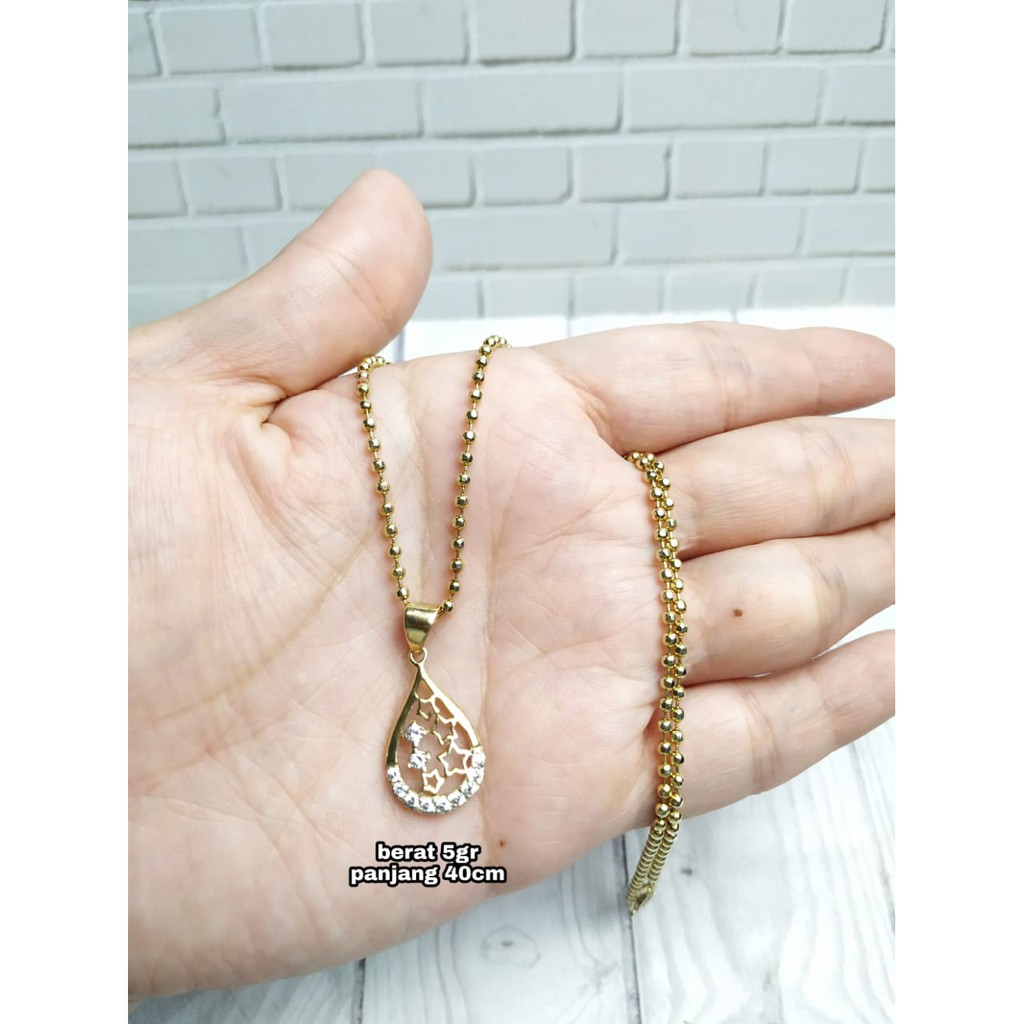 KALUNG BIJI LADA LIONTIN TETES BINTANG GOLD PERAK ASLI S925 KODE CF084