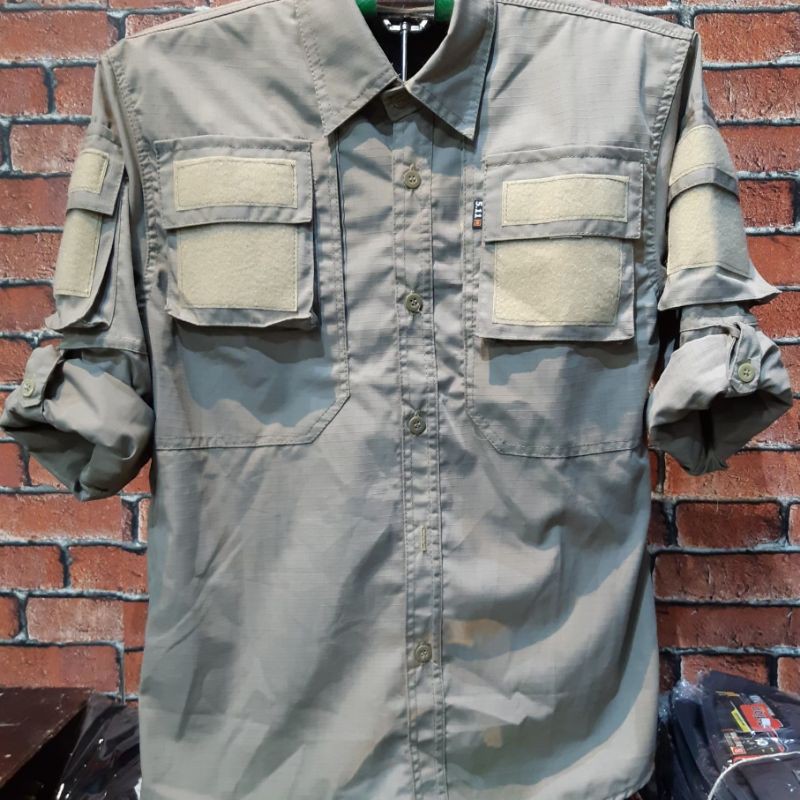 KEMEJA Taktikal Kemeja Panjang Bahan Ripstok