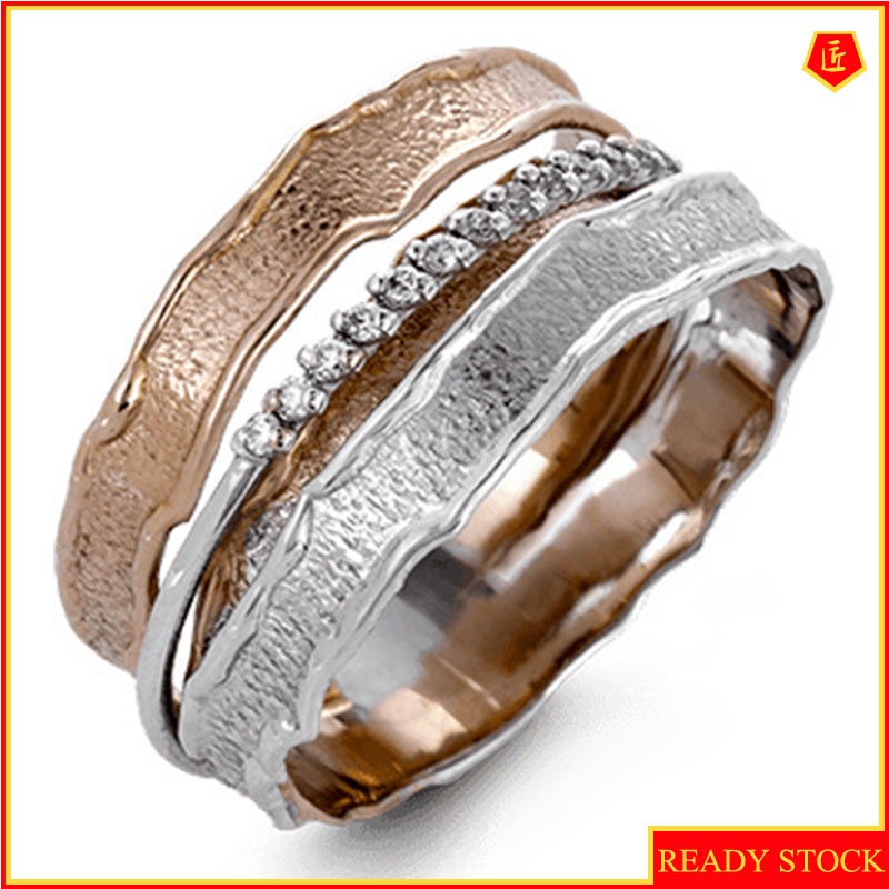 [Ready Stock]Fashion Creative Multi-Layer Winding Diamond 18K Rose Gold Ring