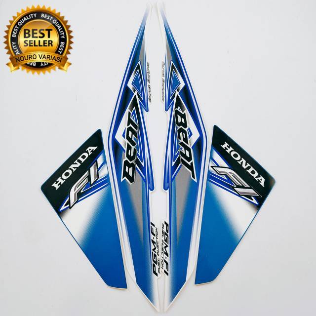 (COD) striping honda beat fi 2013 biru putih stiker list body motor standar kualitas original