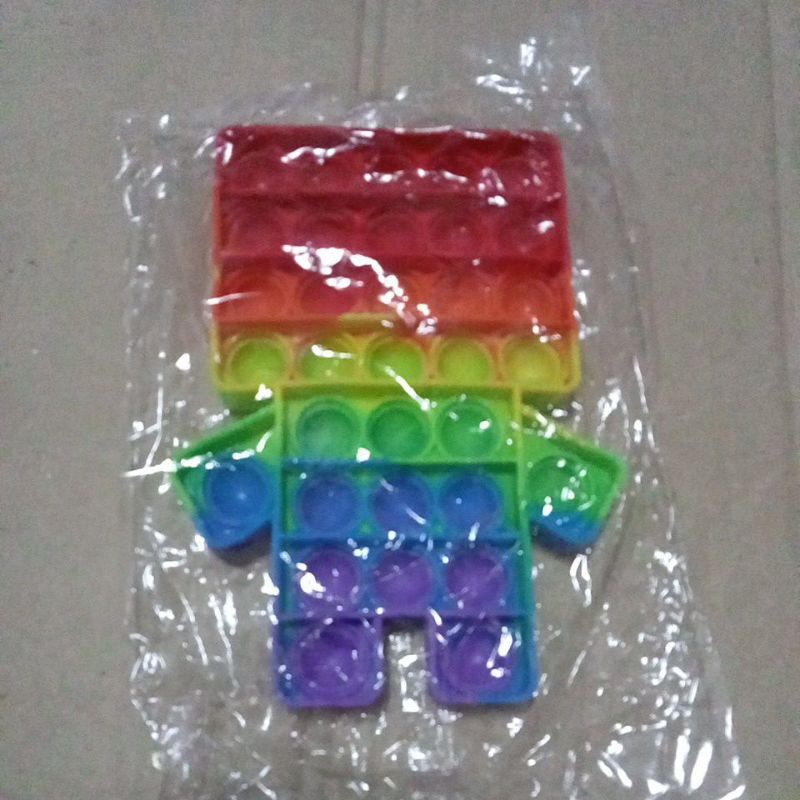 [Himart]Mainan Squishy Bubble Pop It Bahan Silikon Warna Pelangi Untuk Penghilang Stress-Robot