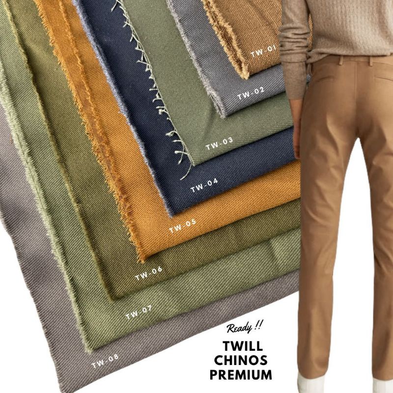 Kain Katun Twill Chinos Premium Import
