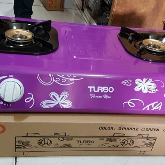PROMO MURAH KOMPOR GAS TURBO GS 2077 2 TUNGKU BARU COKLAT UNGU