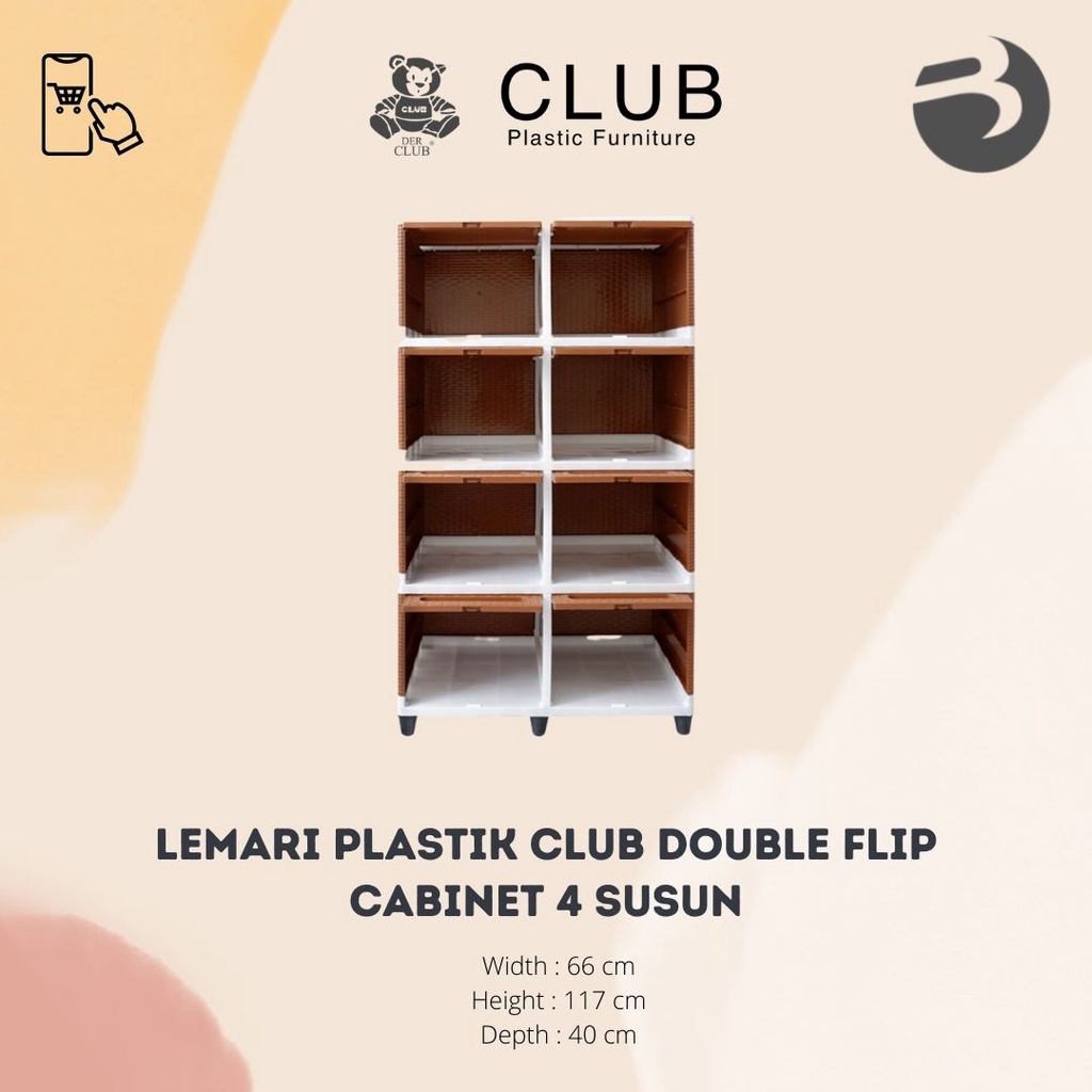 Lemari pakaian plastik Club Double Flip cabinet 4 susun