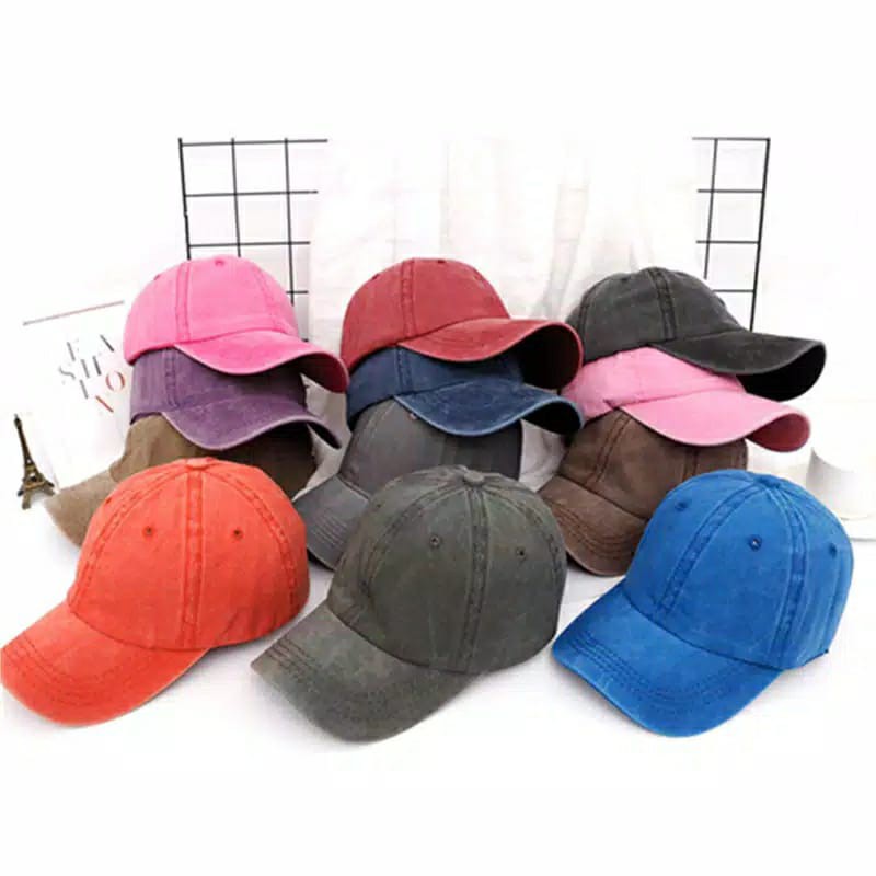 PLAIN VINTAGE TOPI BASEBALL HAT CAP CASUAL SPORT DISTRO TOPI POLOS PRIA WANITA - FAS-205