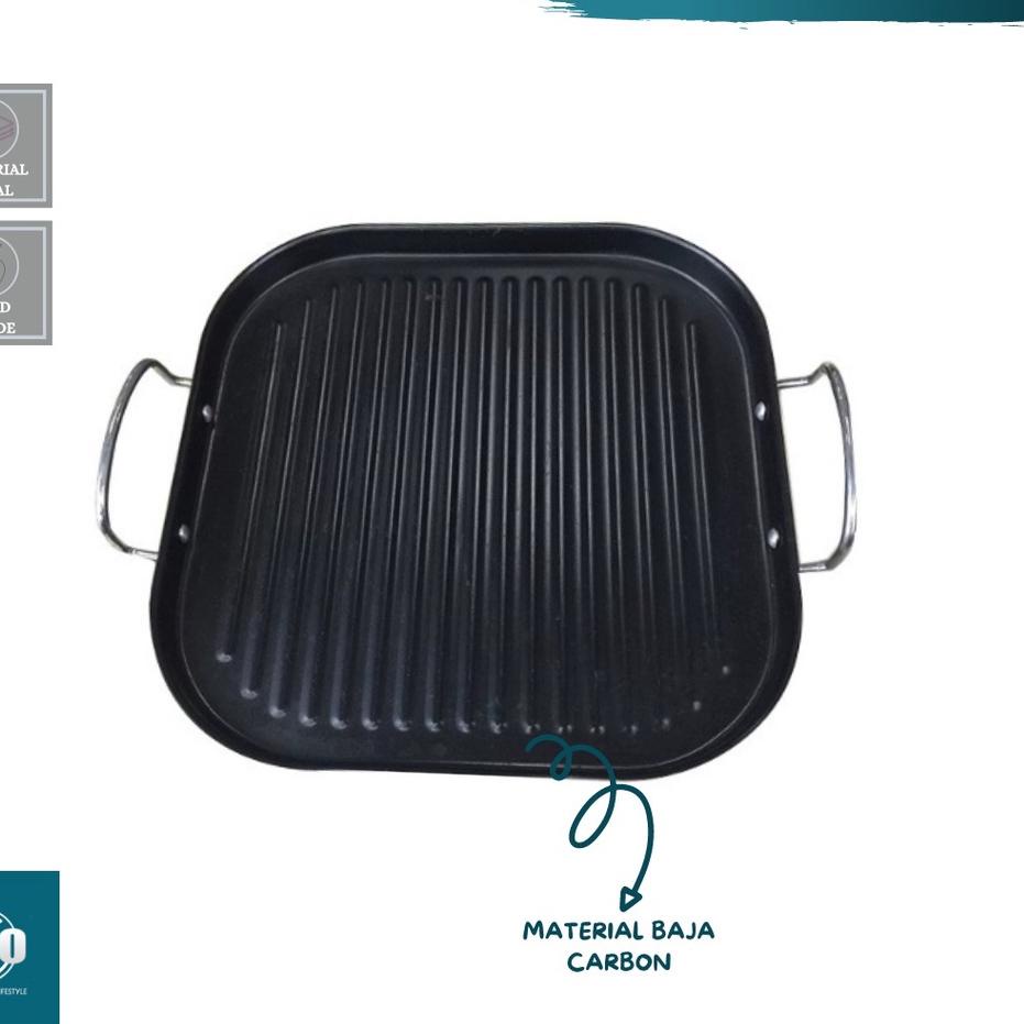 UGO SQUARE GRILL PAN TELFON ANTI LENGKET AYAM DAGING ,.