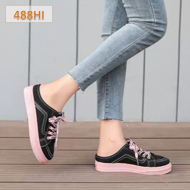 Sepatu Wanita Sneakers Cewek Selop Swedish (488) Sole 3 cm