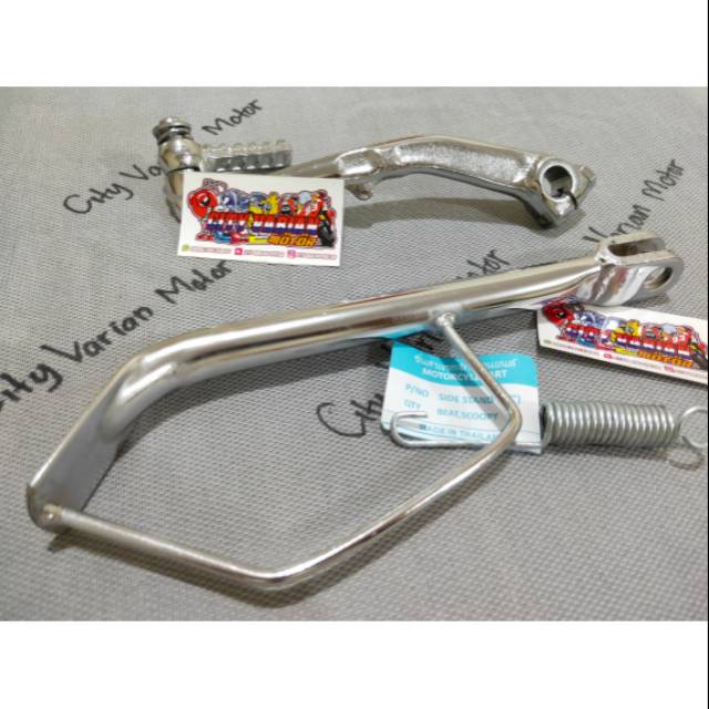 Standar Samping Crome ring 17 plus Selahan Engkolan kick Starter Crome Honda Beat Scoopy Vario New