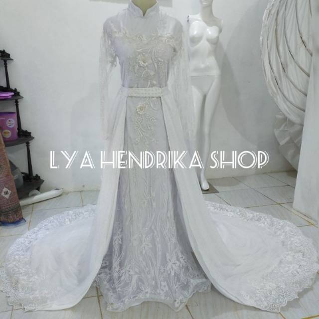 gaun pengantin duyung candy putih + ekor