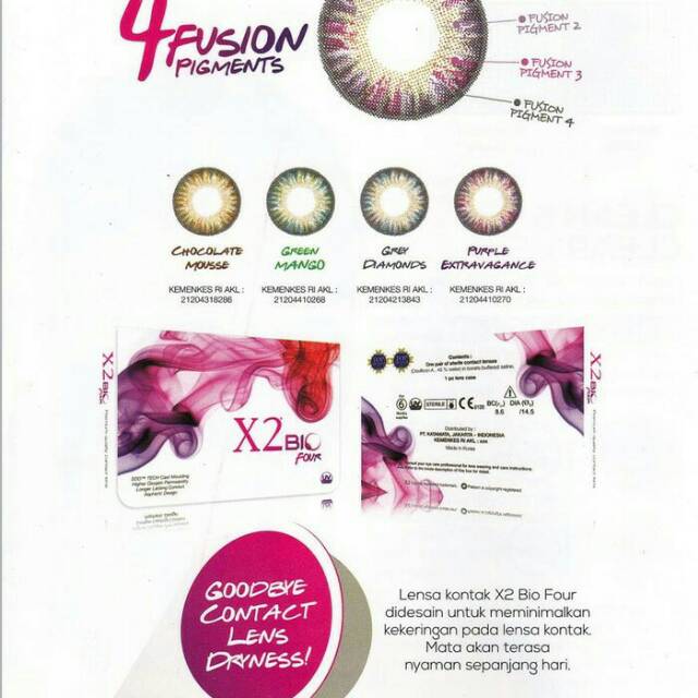 softlens warna x2 bio four 4 lembut mata sensitif ready minus bisa inden minus tinggi -10