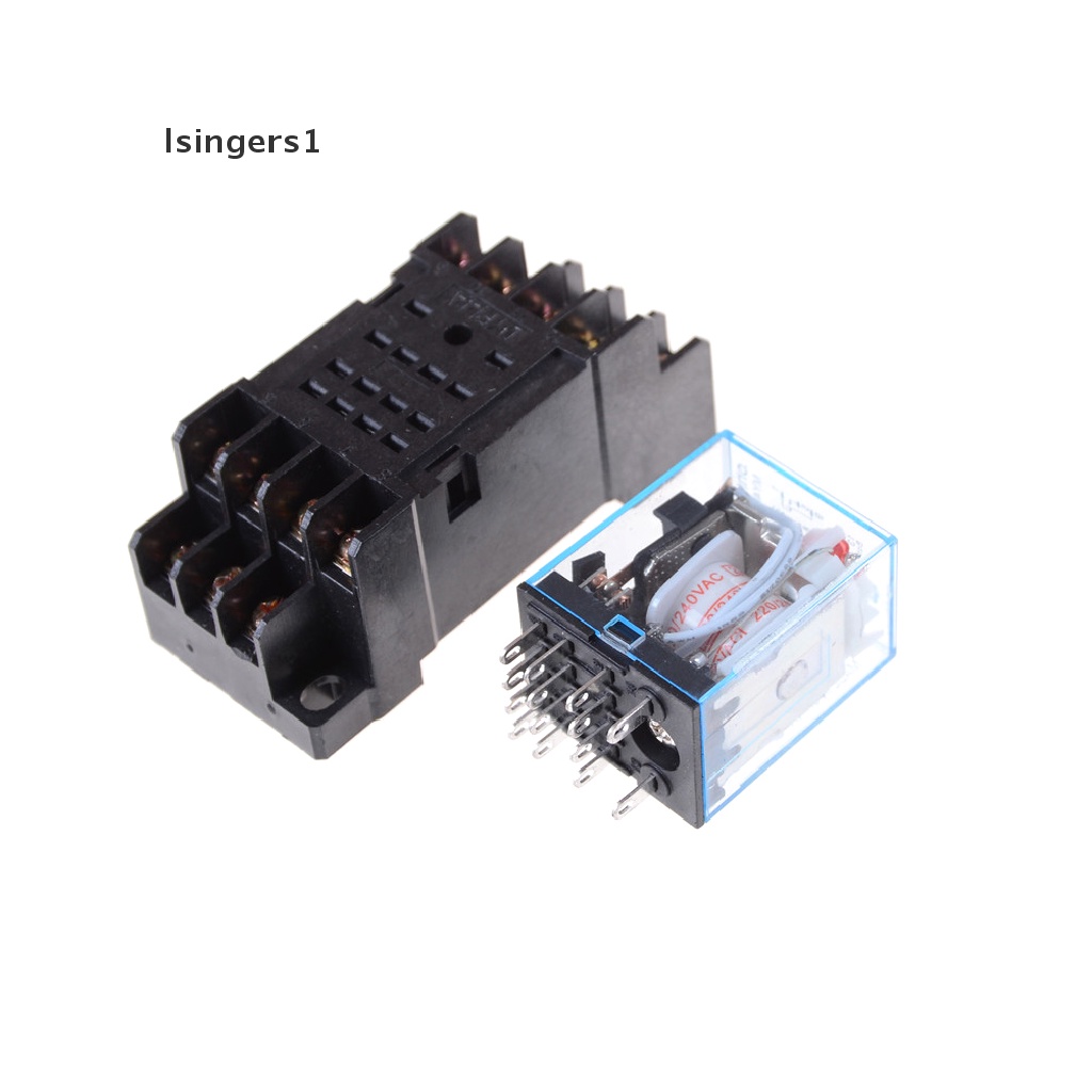 (lsingers1) My4nj Coil Power Relay DIN Rail Mounted 14 Pin 4PDT 12v / 24v / 220v