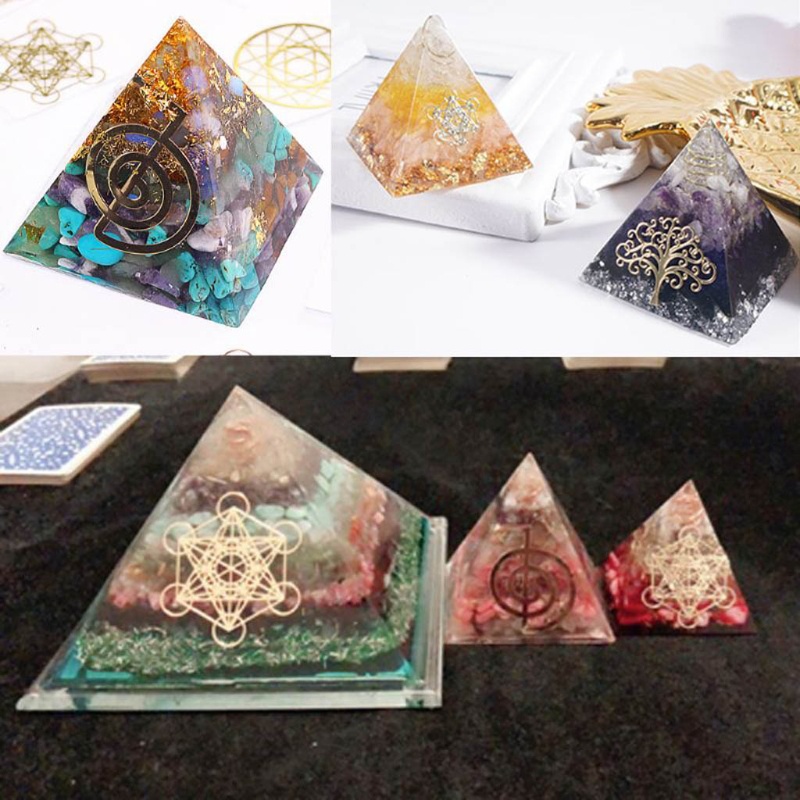 SIY  30Pc 7 Chakra Copper Energy Tower Orgonite Sticker Flower Life Tree Pyramid Epoxy Resin Fillings Material Jewelry Making