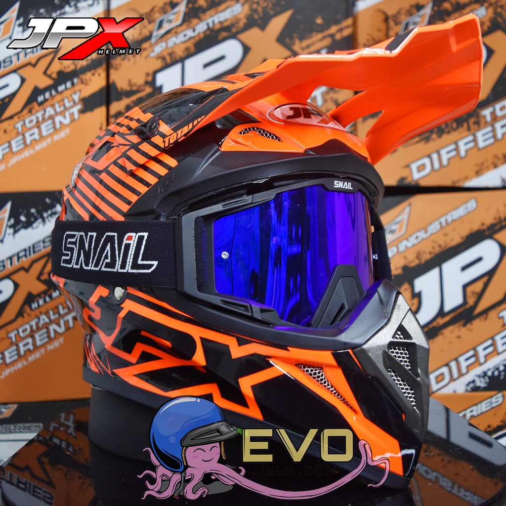 HELM JPX CROSS_FOX1 SERI X12 - FLUO RED GLOSS + GOOGLE SNAIL (ONGKIR 2 KG) JPX X12 ORANGE HELM JPX TERBARU