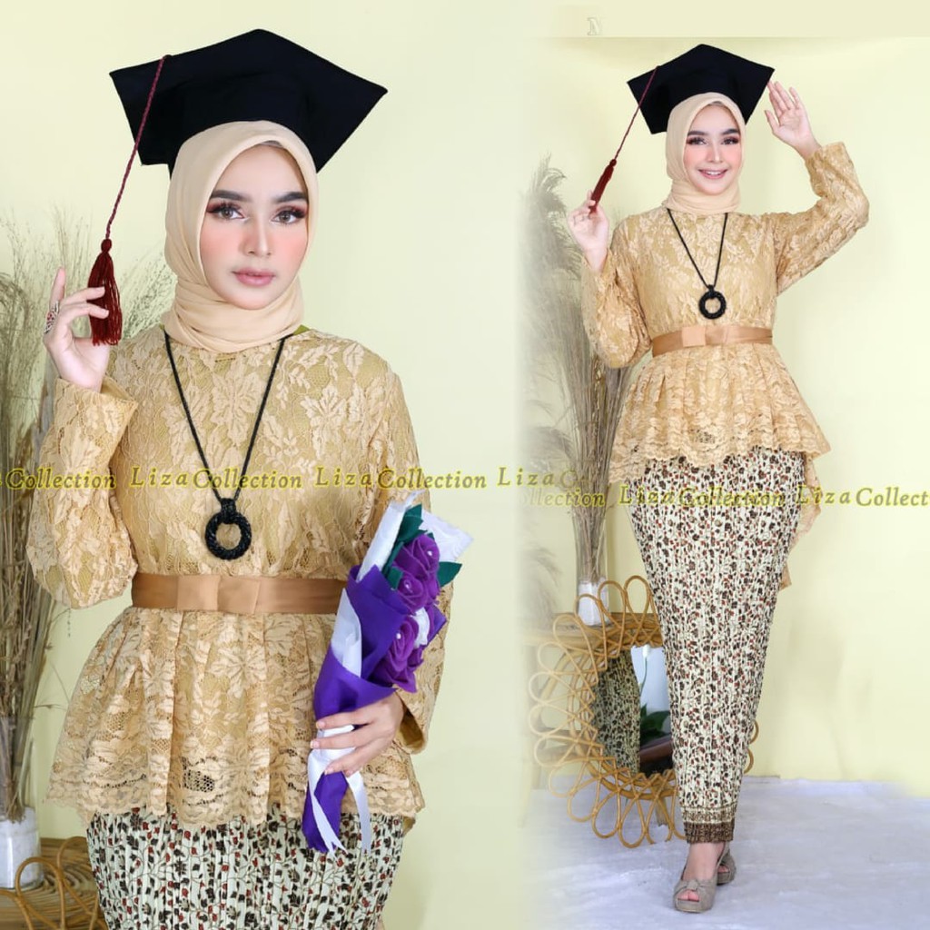 SB Collection Stelan Kebaya Chiya Blouse Brukat Pita Dan Rok Plisket Maxi Jumbo Batik Wanita