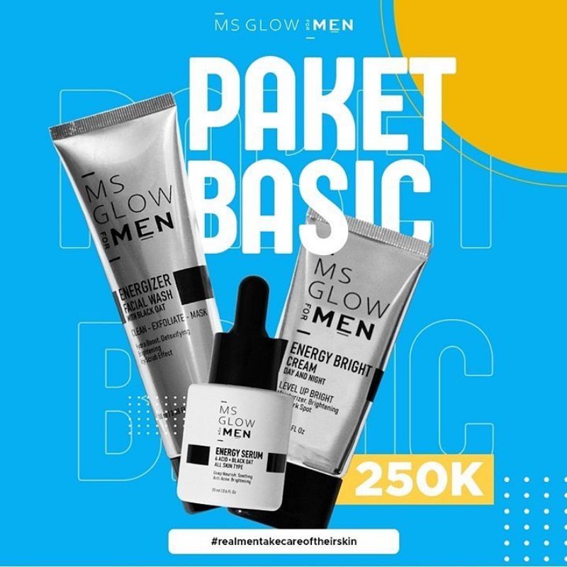 Ms Glow For Men | Paket Basic Ms Glow For Men Original Facialwash Cream Serum