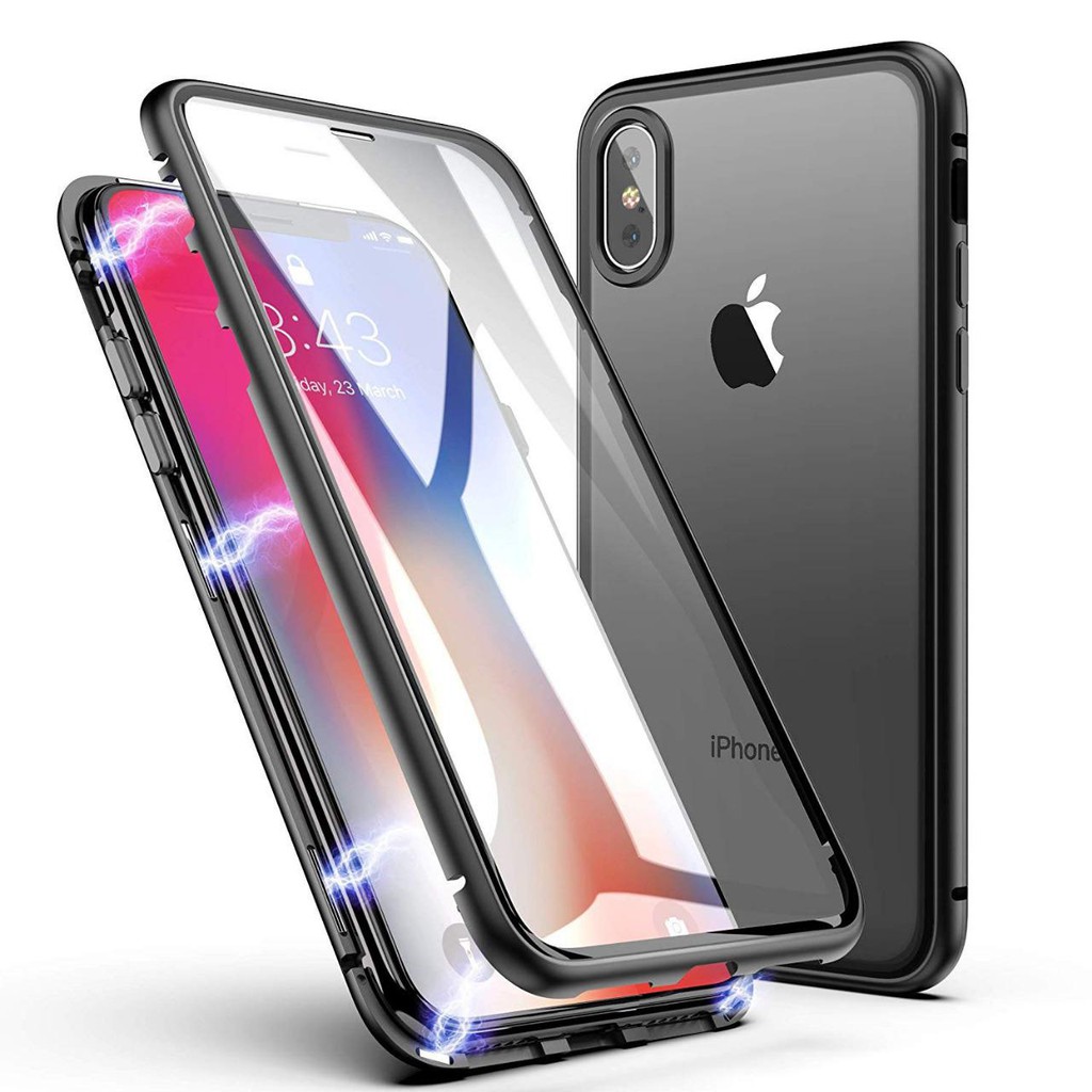 IPHONE XS MAX Case Magnetic 360 FULL GLASS Depan dan Belakang - Full Protection