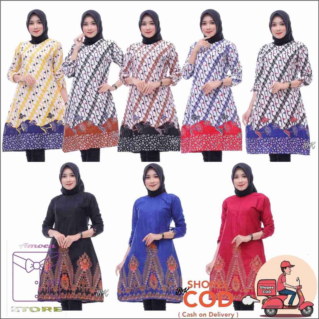  TUNIK  BATIK  MOTIF SERAGAM BATIK  DIANPUTRI BAJU  BATIK  