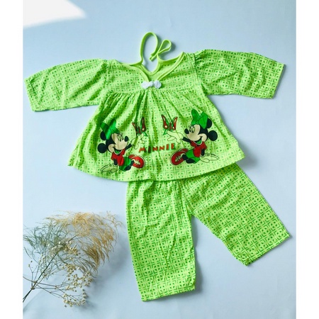 Setelan Anak Bayi Perempuan | Lengan Panjang Animasi Lucu | all size 0-12 bln | Real Picture