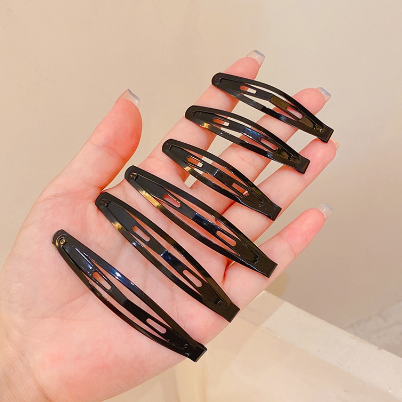 6 / 12pcs Jepit Rambut Bahan Metal Warna Hitam Gaya Korea Untuk Wanita