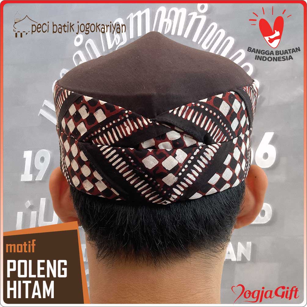 Peci Batik Jogokariyan Motif Poleng Hitam