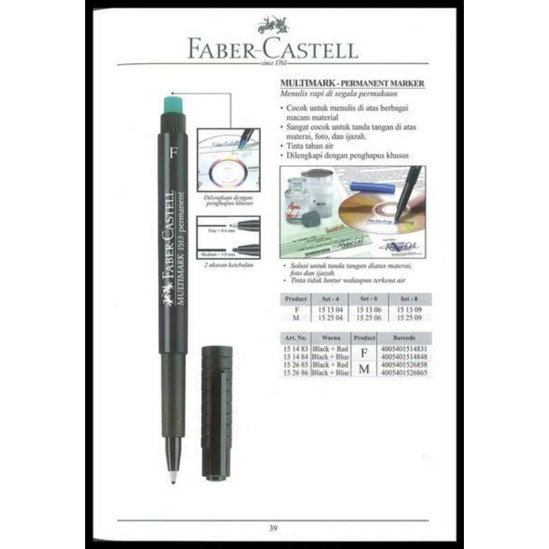 

MULTIMARK 1513 F 1525 M PULPEN SPIDOL PERMANEN PERMANENT FABER CASTELL