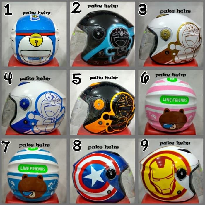 HELM BMC MILAN MOTIF DORAEMON CAPTAIN AMERICA AVENGER LINE AND FRIEND