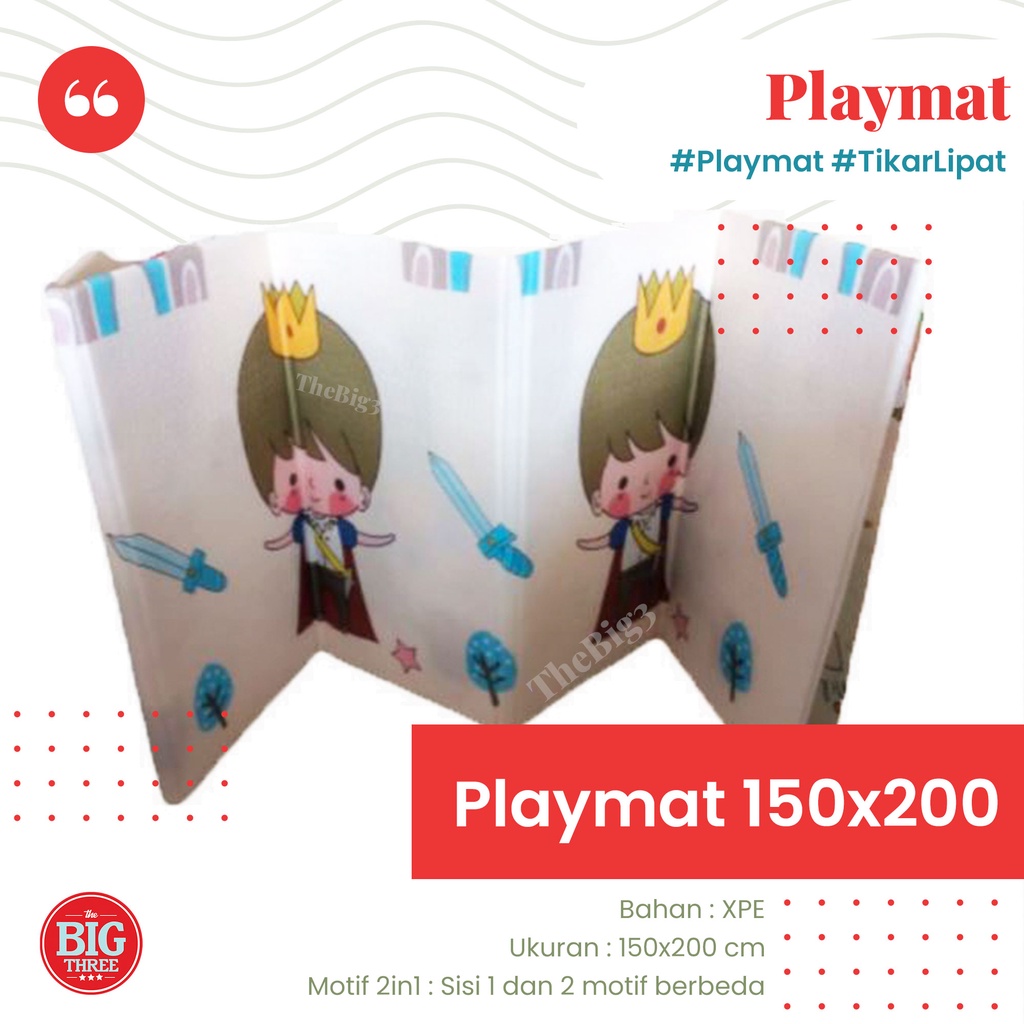 Playmat Anak 150x200 Bayi Lipat Tebal 1cm Double Pad - Tikar lipat motif 2in1 TBT