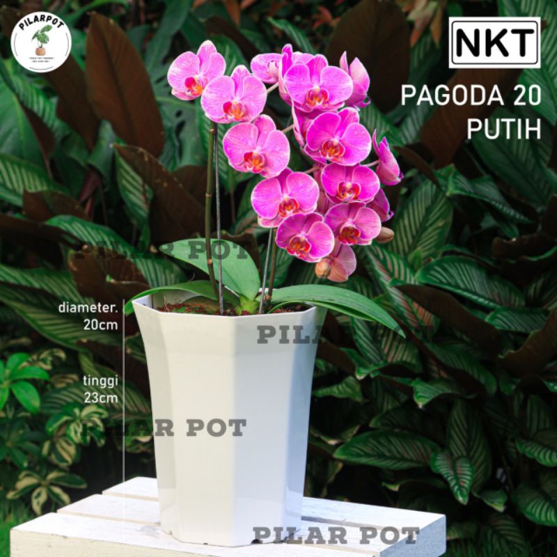 Pot bunga tanaman nkt pagoda 20 putih - NKT PAGODA 20 PUTIH