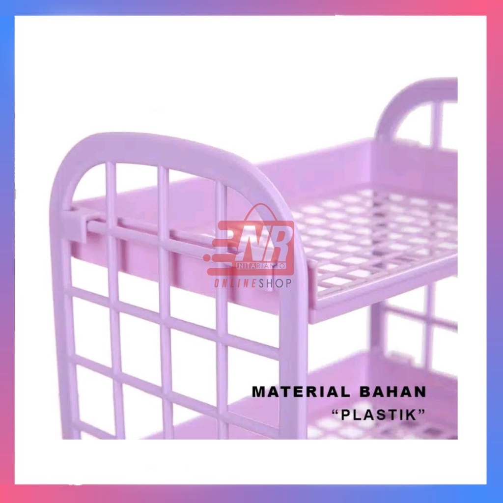 Rak mini jaring susun 2 / Rak 2 susun jaring tri-j / Rak 2 susun serbaguna / Rak 2 susun plastik / Rak bumbu 2 susun / Rak kosmetik 2 susun / Rak organizer