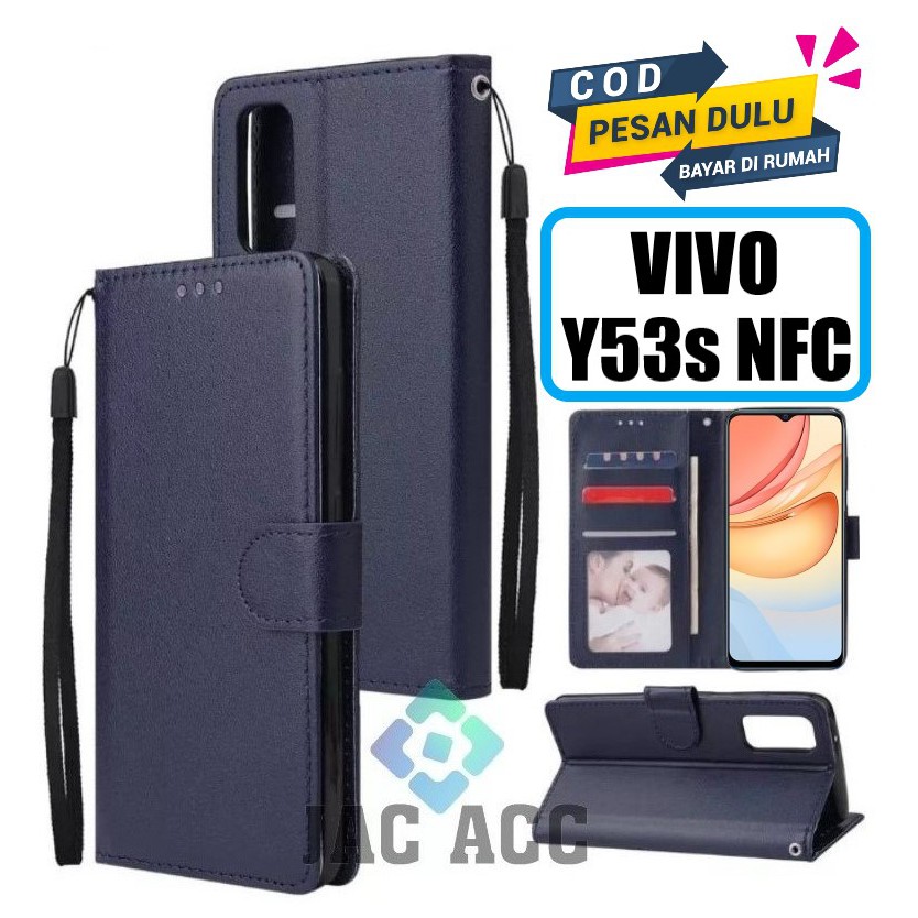 DOMPET HP UNTUK VIVO Y53s NFC NEW 2021 LEATHER FLIP CASE VIVO Y53s NFC NEW 2021