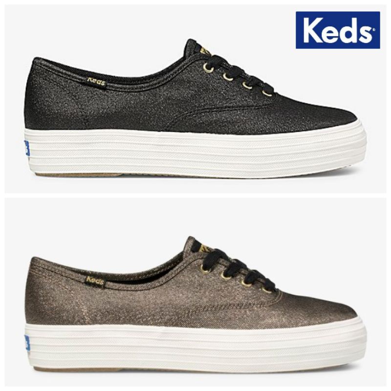 Keds triple metallic black and gold