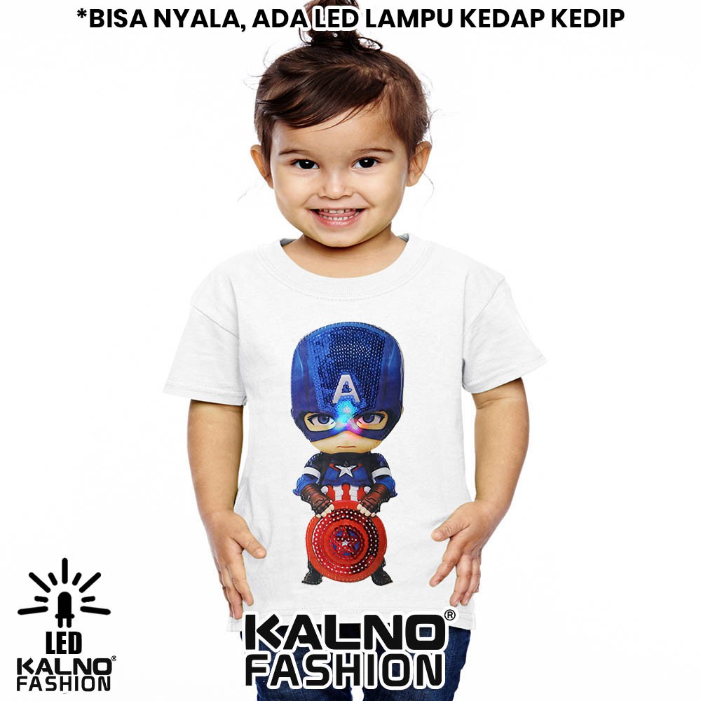 kaos baju anak CA 1 LED umur 1 - 7 tahun bisa nyala - random karakter CAPTAIN KAOS LED  KAOS NYALA