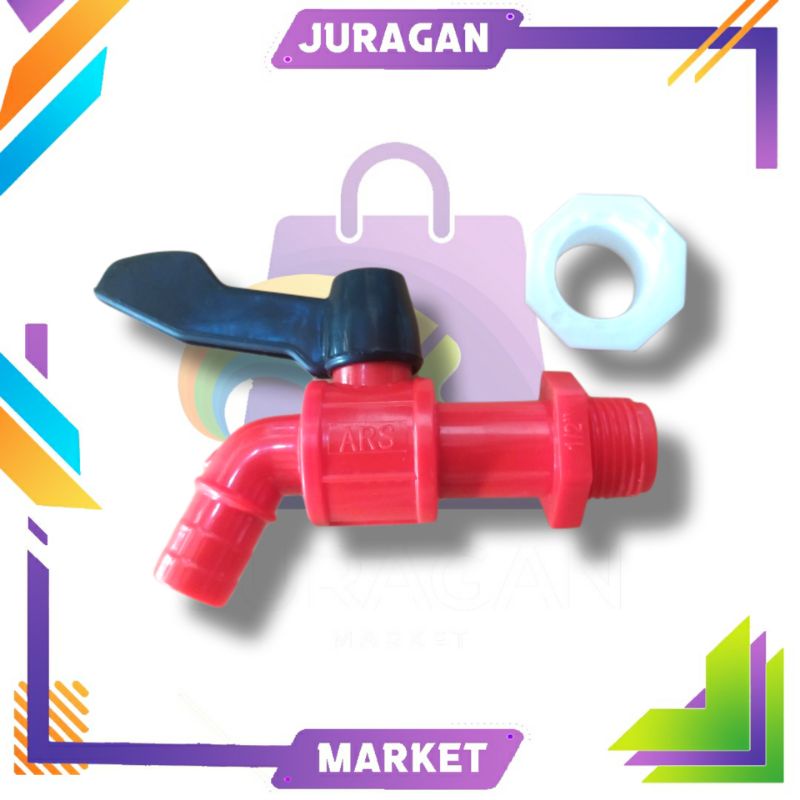 Kran Tembok PVC Warna ARS 1/2 & 3/4" / Keran Air Plastik Taman Engkol
