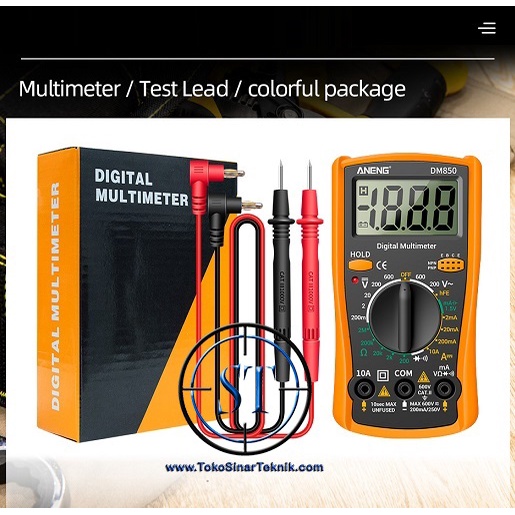 Multimeter Digital 1999 Counts Multitester Tester AVO Meter LCD Ukur ANENG DM850 DM-850 850 + Baterai AA 9V