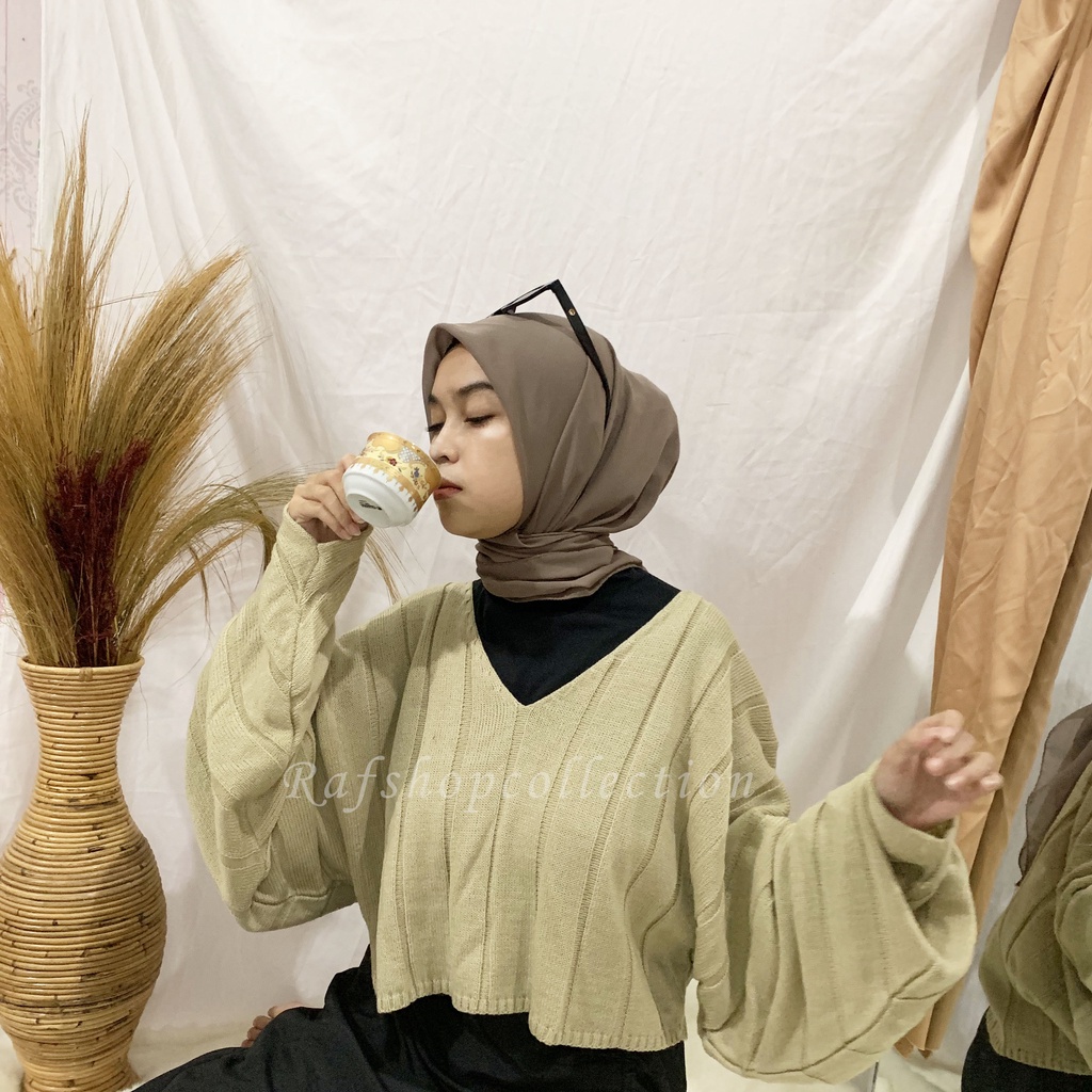 ZEEYA crop_Sweater crop premium_crop wanita_Oversize Sweater Crop