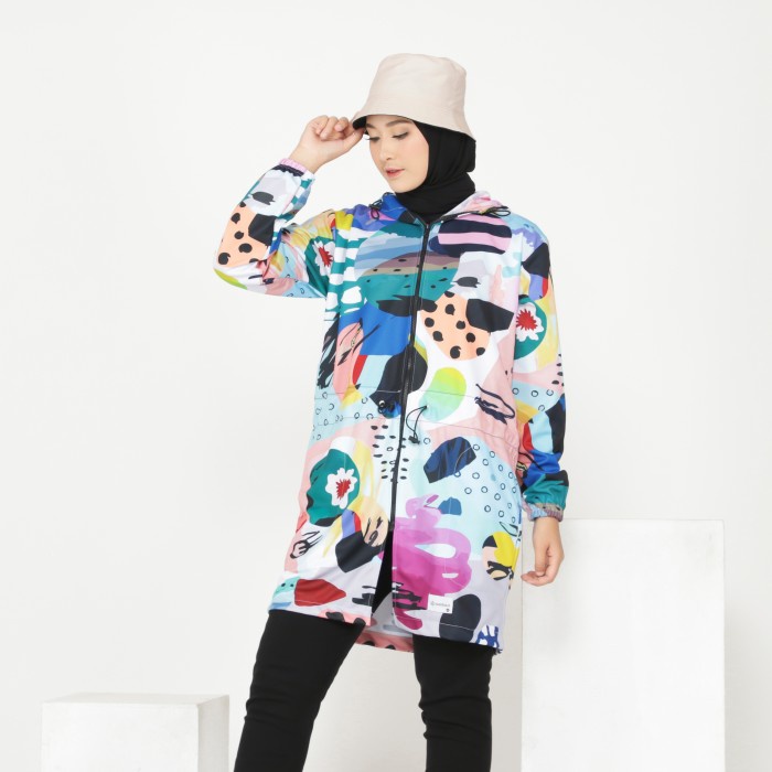 JAKET PRINTING WANITA-JAKET OLAHRAGA SEPEDA GOWES WANITA LONG - Aurel, XL fit to XXL