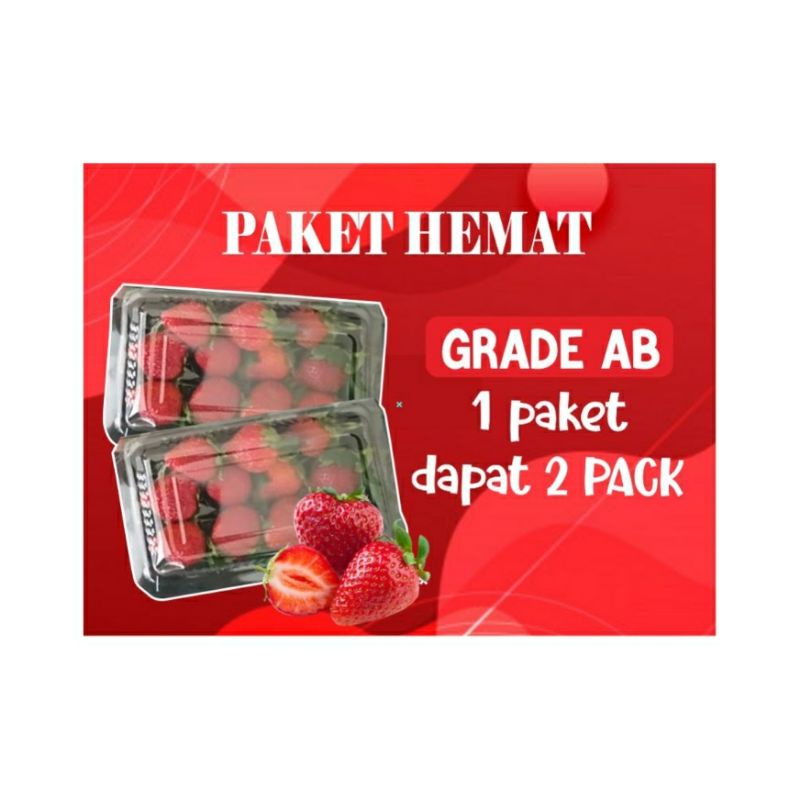

Strawberry Grade AB (2mika),murah,grosir,buah segar,Paket hemat