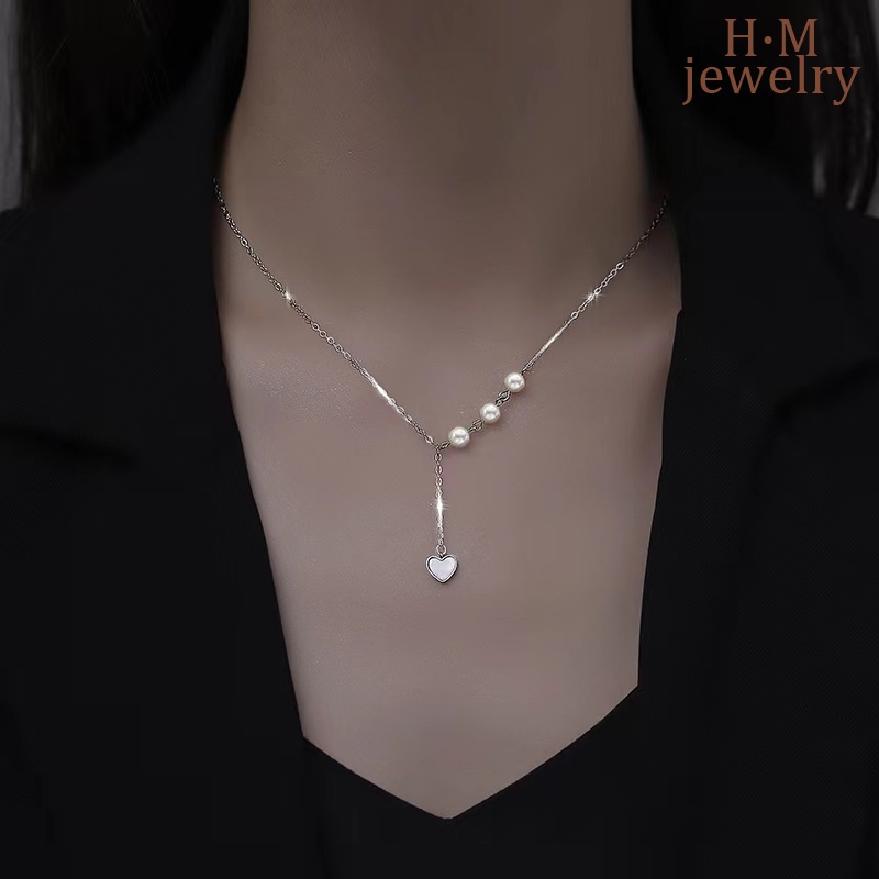 Kalung Mutiara Bentuk Hati Gaya Elegan Untuk Aksesoris