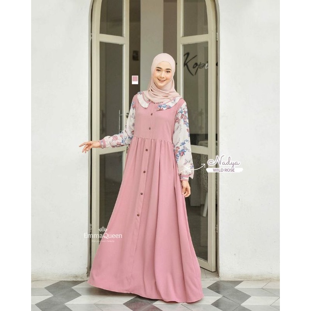 Nadya Dress Original Ori Emmaqueen Indonesia gamis terbaru berkualitas premium size S M L XL Dress c