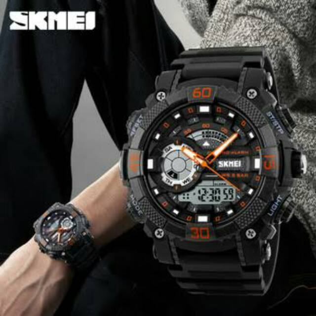 Jam tangan cowok SKMEI 1228 dual time original tahan air